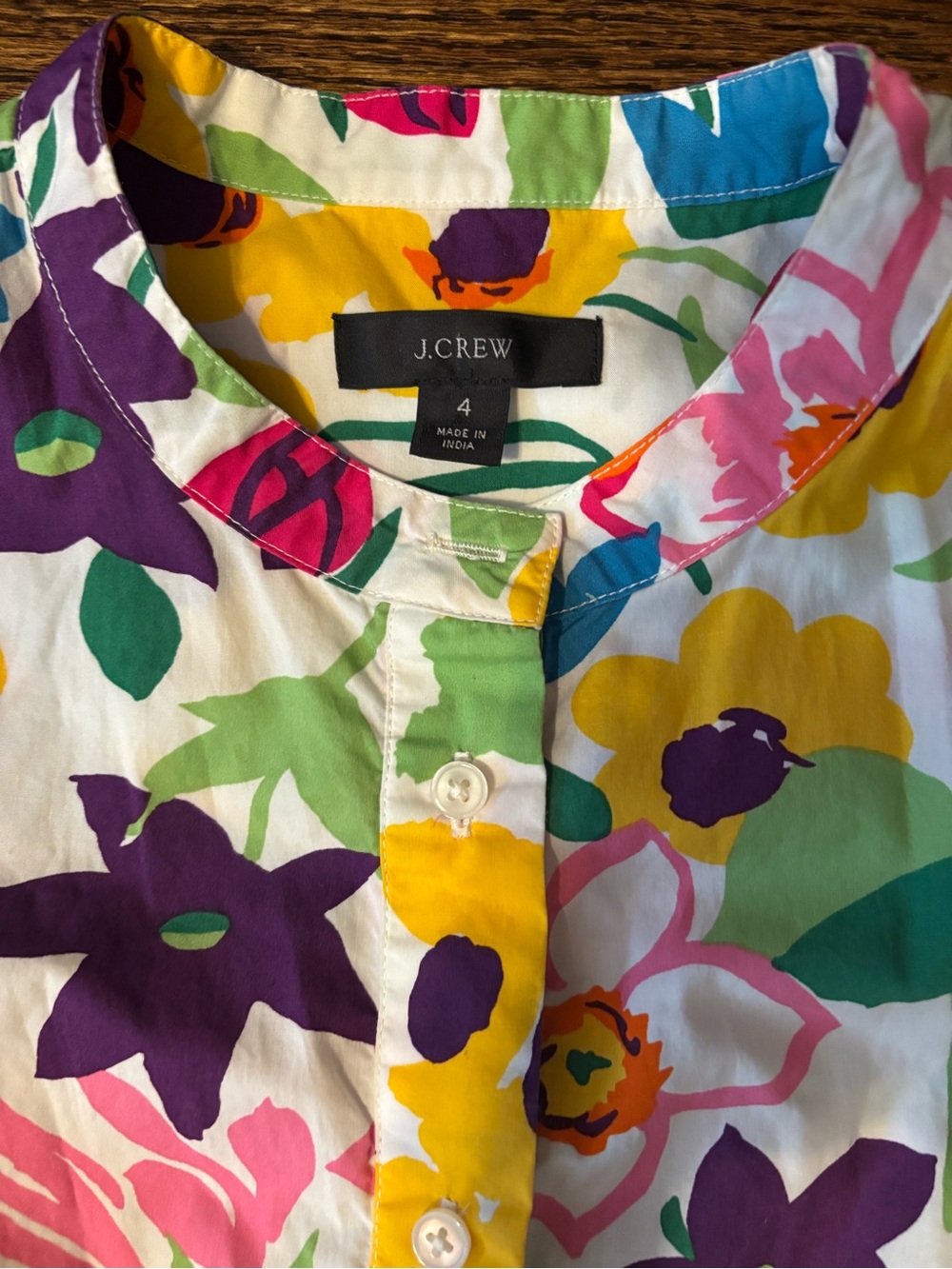 J Crew Vibrant Cotton Flower Floral Puff Sleeve Dress - Picture 3 of 7